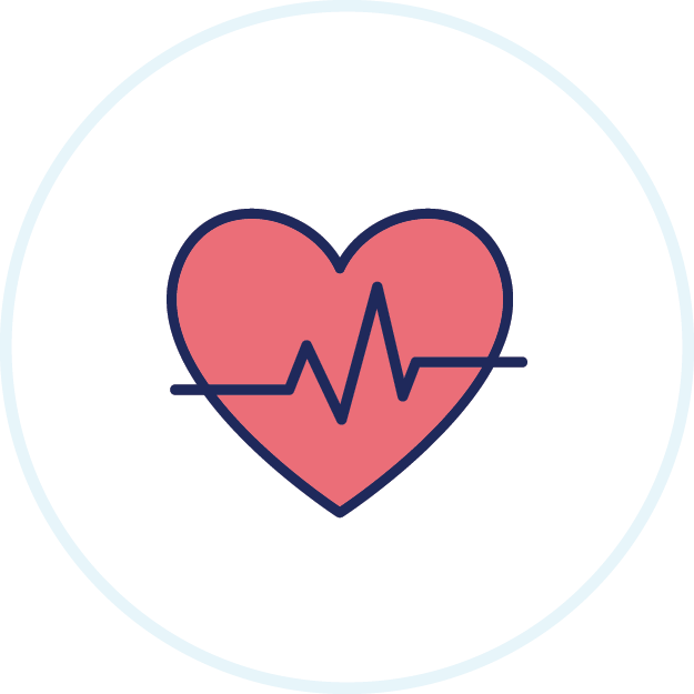 Heart with EKG wave icon.