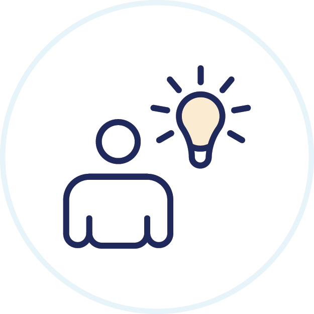 Person with a lightbulb icon.
