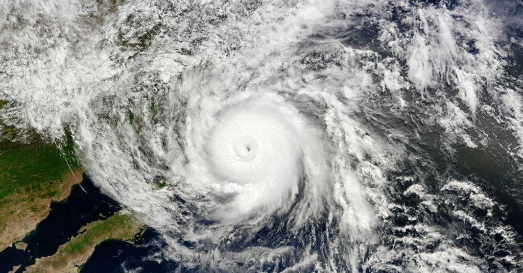 Aerial view of a hurricane