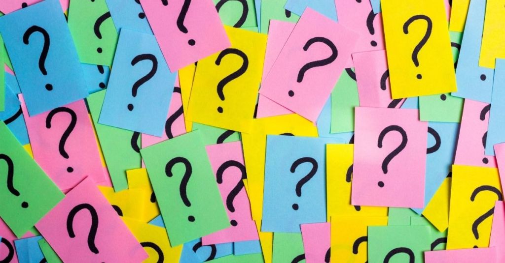 Question marks on sticky notes