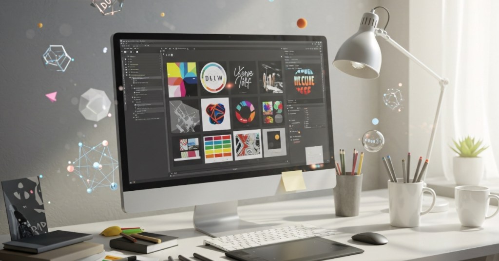 Computer screen displaying graphics