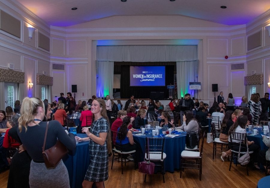 Wide shot of programming room of women at the Big I NY Women in Insurance Summit 2026.