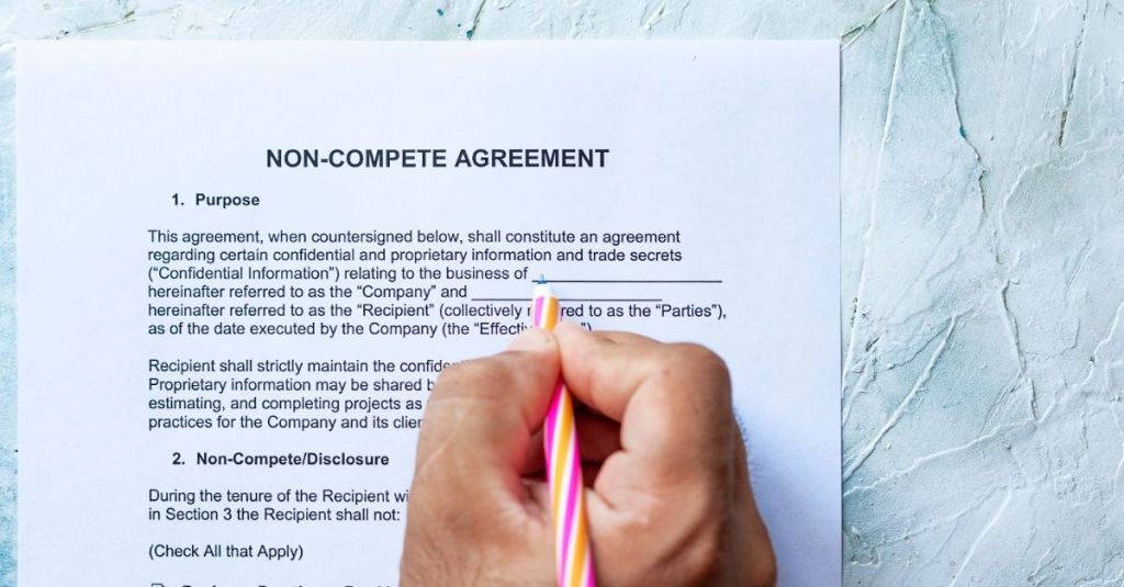 Person signing a non-compete agreement