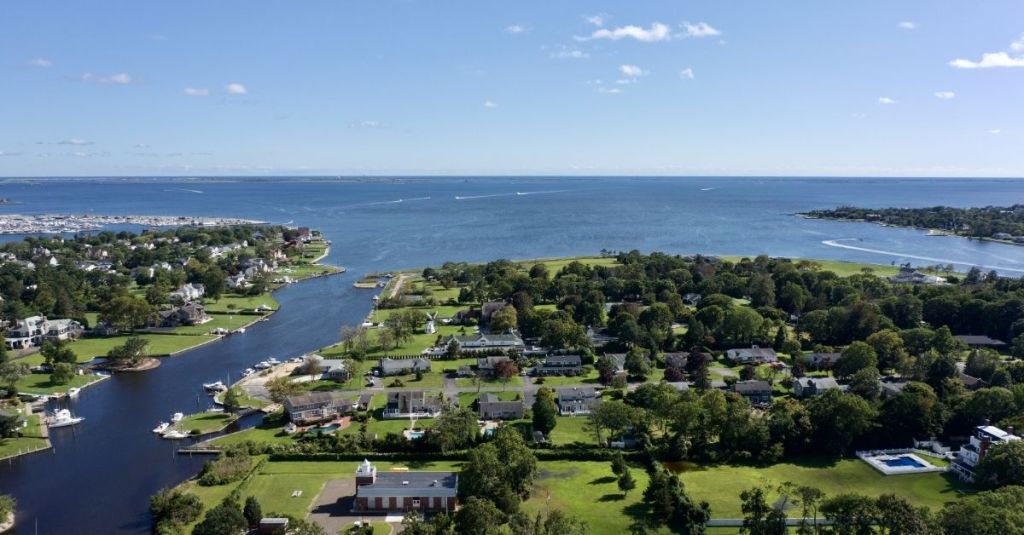Aerial view of Awixa Creek, Long Island, NY