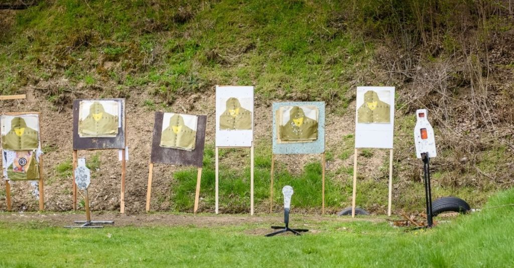 Shooting range targets in the outdoors