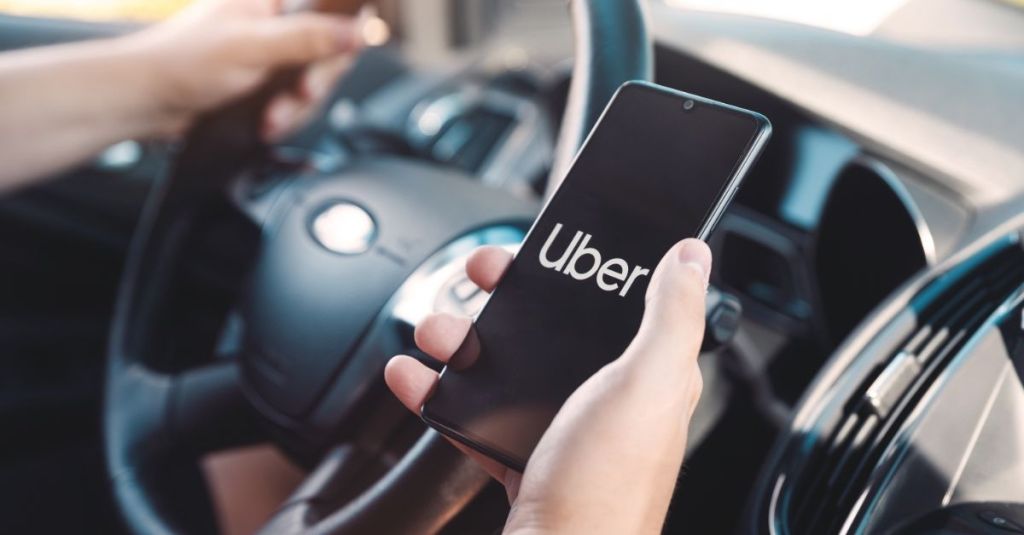 Uber logo on a phone