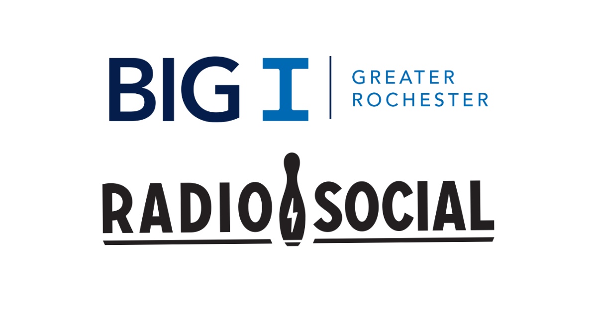 Big I Greater Rochester and Radio Social logos
