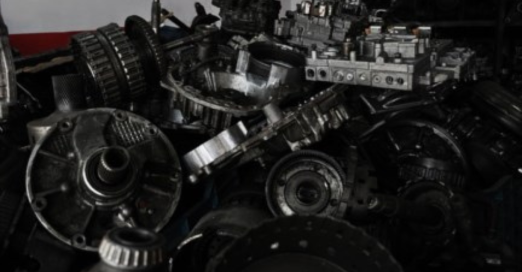A zoomed in image of spare auto parts