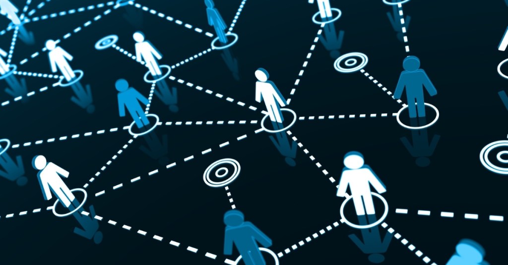 An illustration of human figures interconnected by a series of lines.