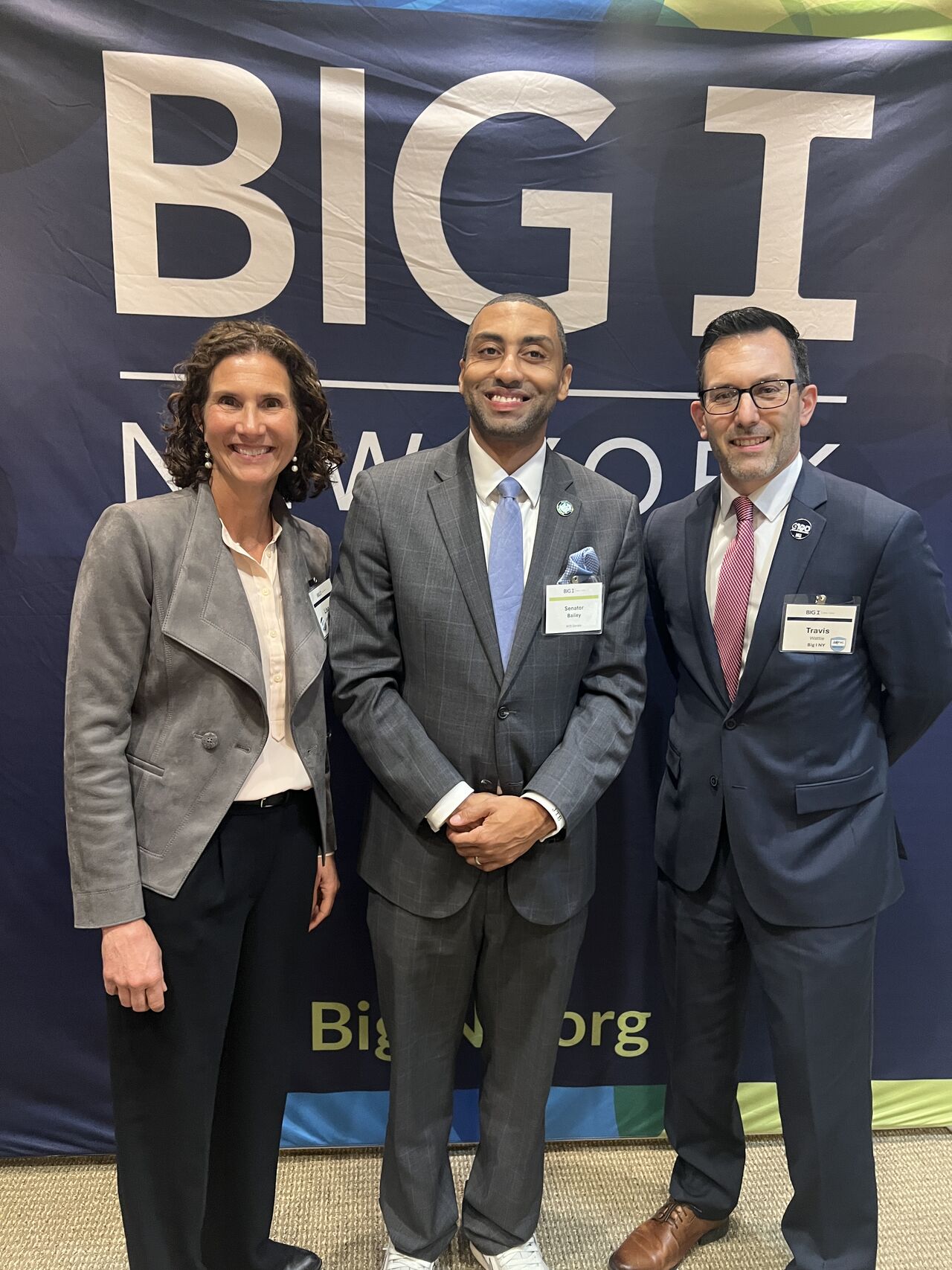 Big I NY President, Lisa Lounsbury, and Big I NY AVp of Government Relations, Travis, Wattie, with Senator Jamaal Bailey