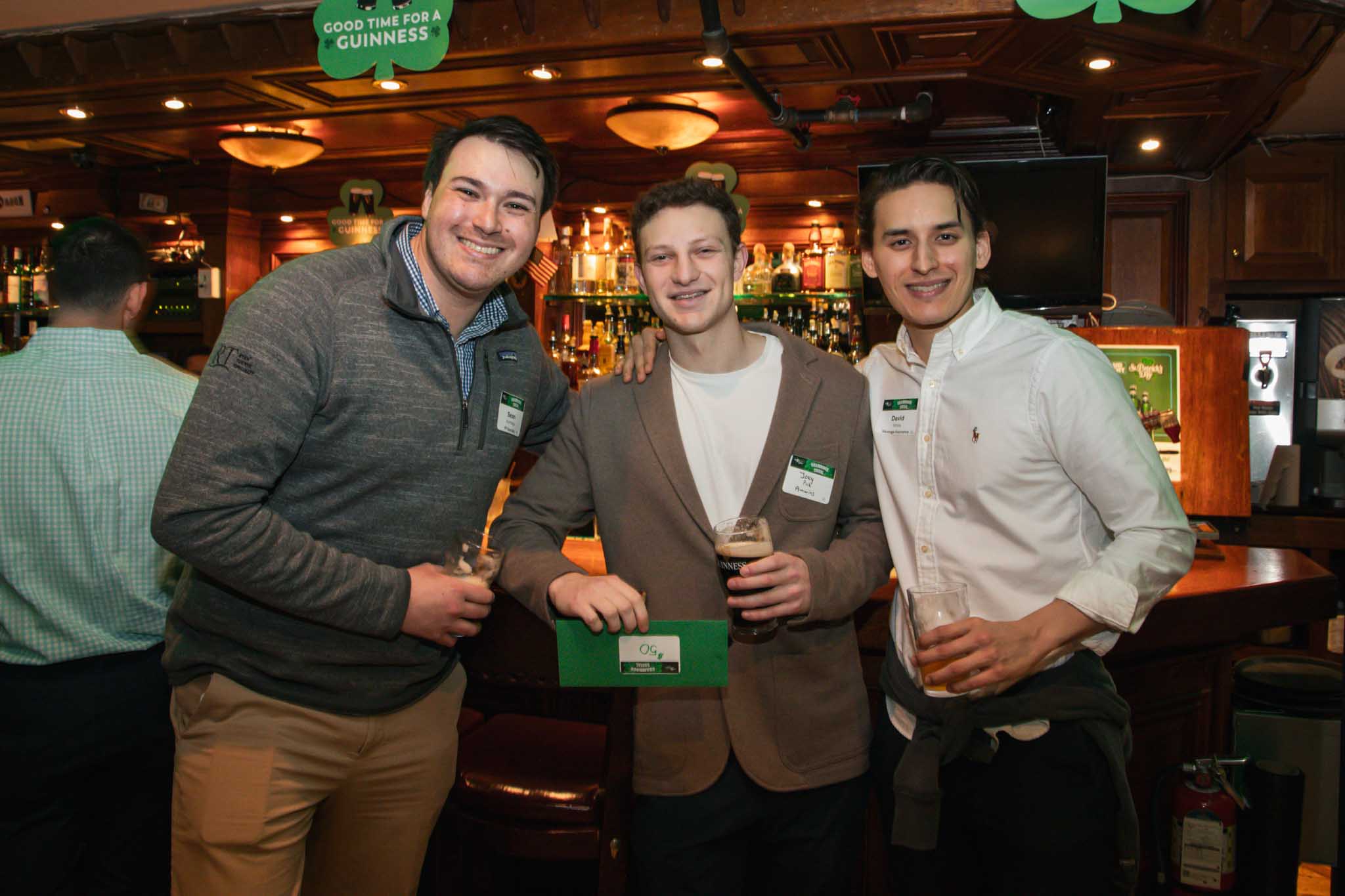 Sean McPhillips (RT Specialty), Joey Pink (Amwins), and David Tahara (Vantage Insurance) at the NextGen NYC Shamrock Social.