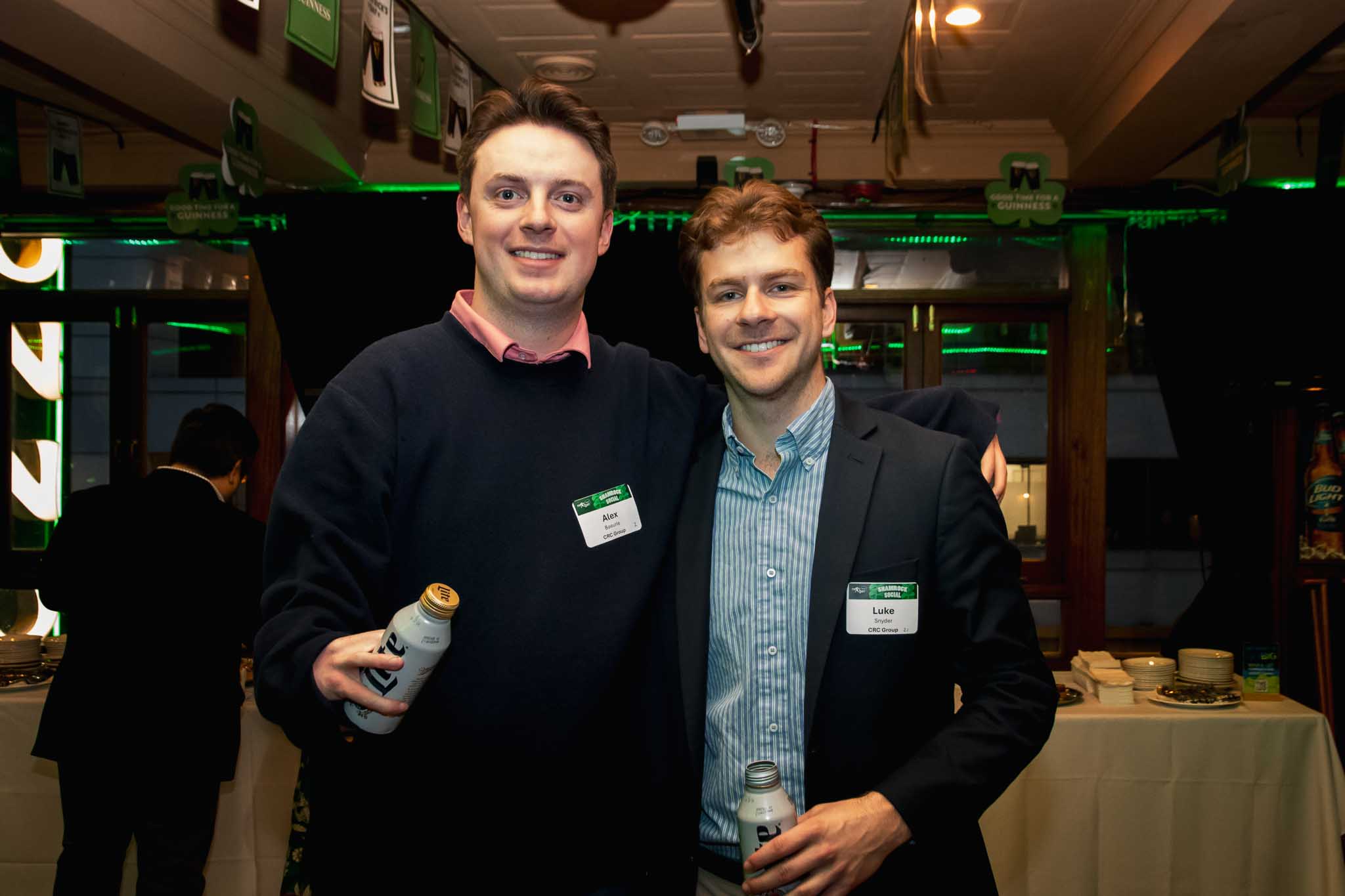 Alex Baeurle and Luke Snyder of CRC Group at the NextGen NYC Shamrock Social.