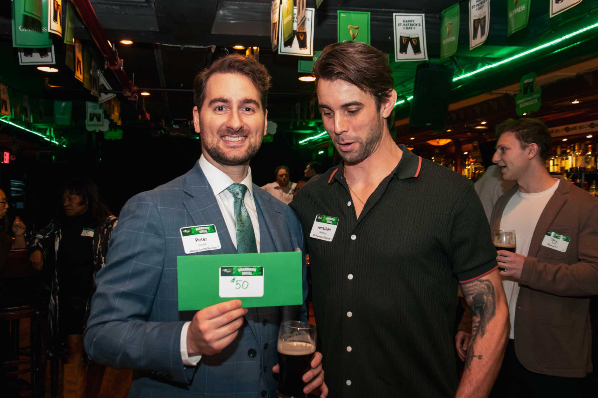 Peter Conte (Honig Conte Perrino) and Jonathan Germany (US Premium Finance) at the NextGen NYC Shamrock Social.